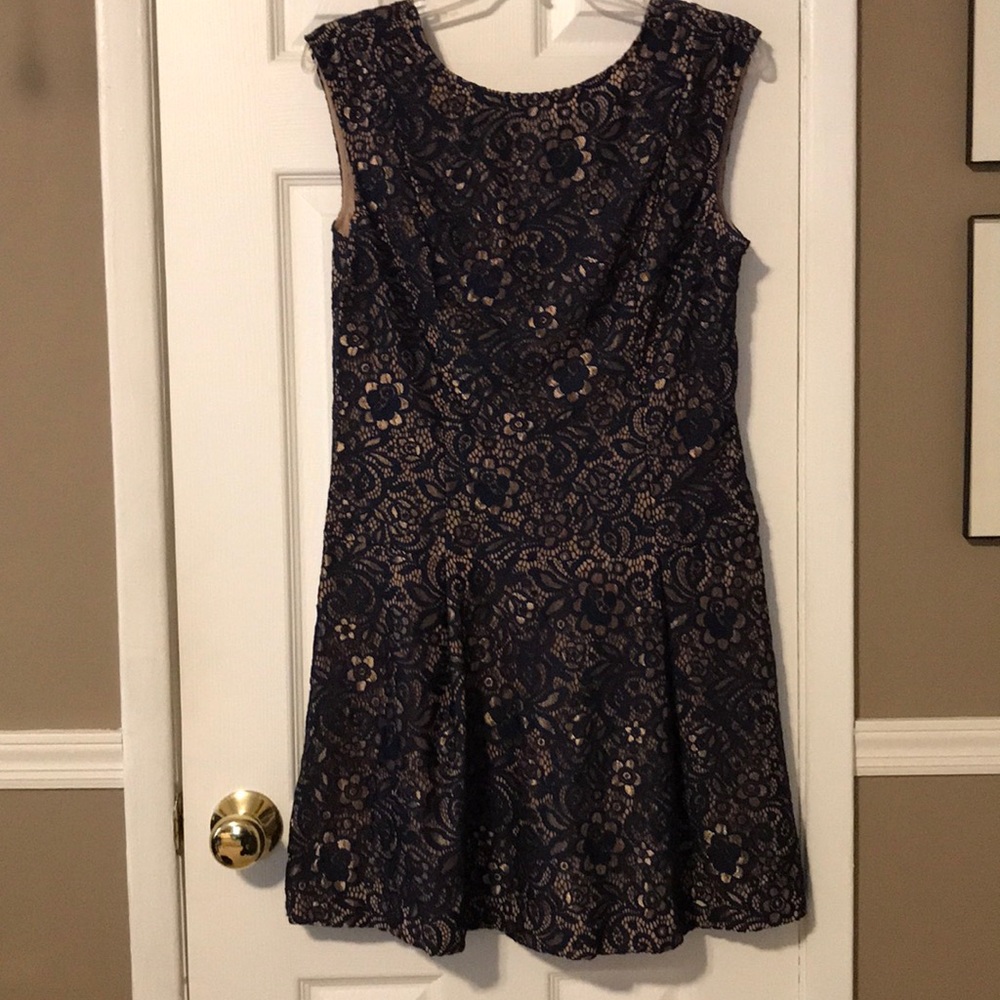 Cece navy and rose gold lace slvls dress